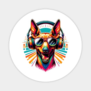 Pharaoh Hound Smiling DJ with Bright Headphones Magnet